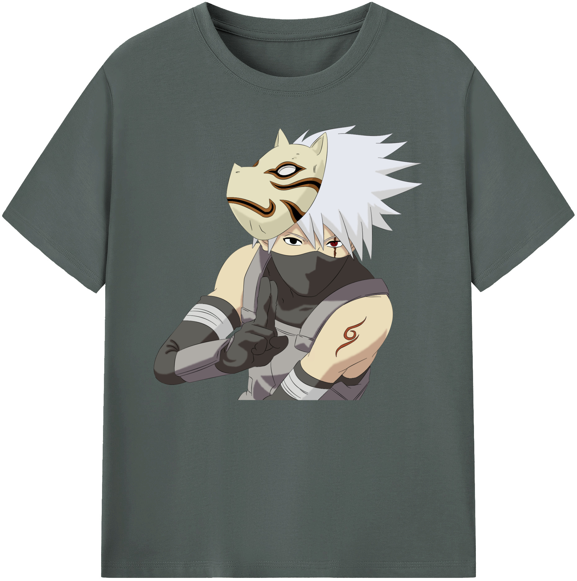 （画像用） NARUTO -ナルト- はたけ カカシ Hatake Kakashi 綿100％ メンズ半袖Tシャツ｜肌触りやわらか＆通気性